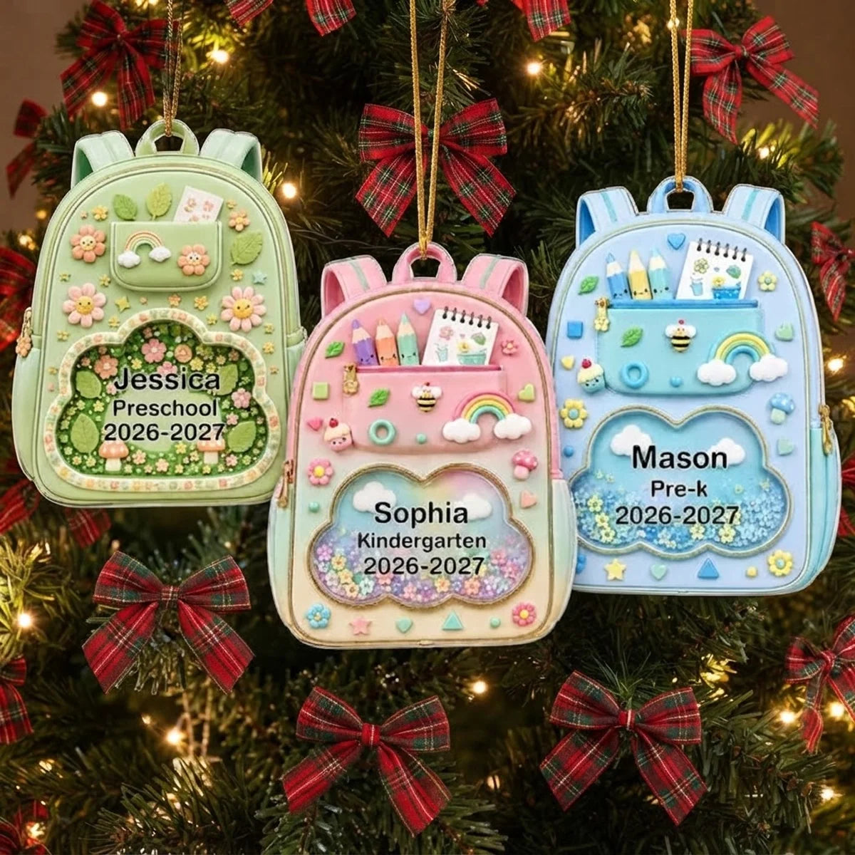 Personalized Acrylic Backpack Ornament Gift for Kids & Parents