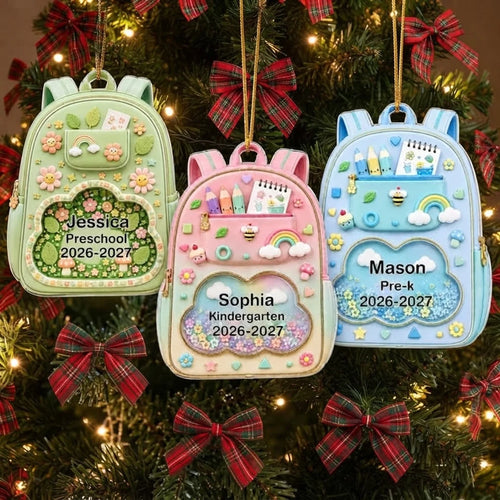 Personalized Acrylic Backpack Ornament Gift for Kids & Parents