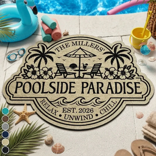 Personalized Shaped Doormat Relax Unwind Chill Pool Gift for Families