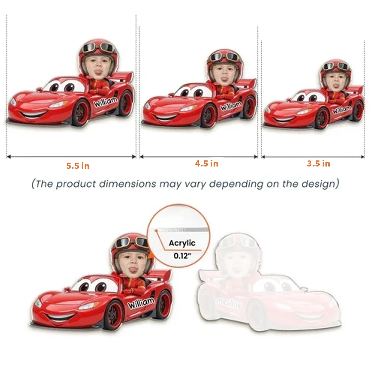 Personalized Cartoon Car Acrylic Magnet Gift for Kids