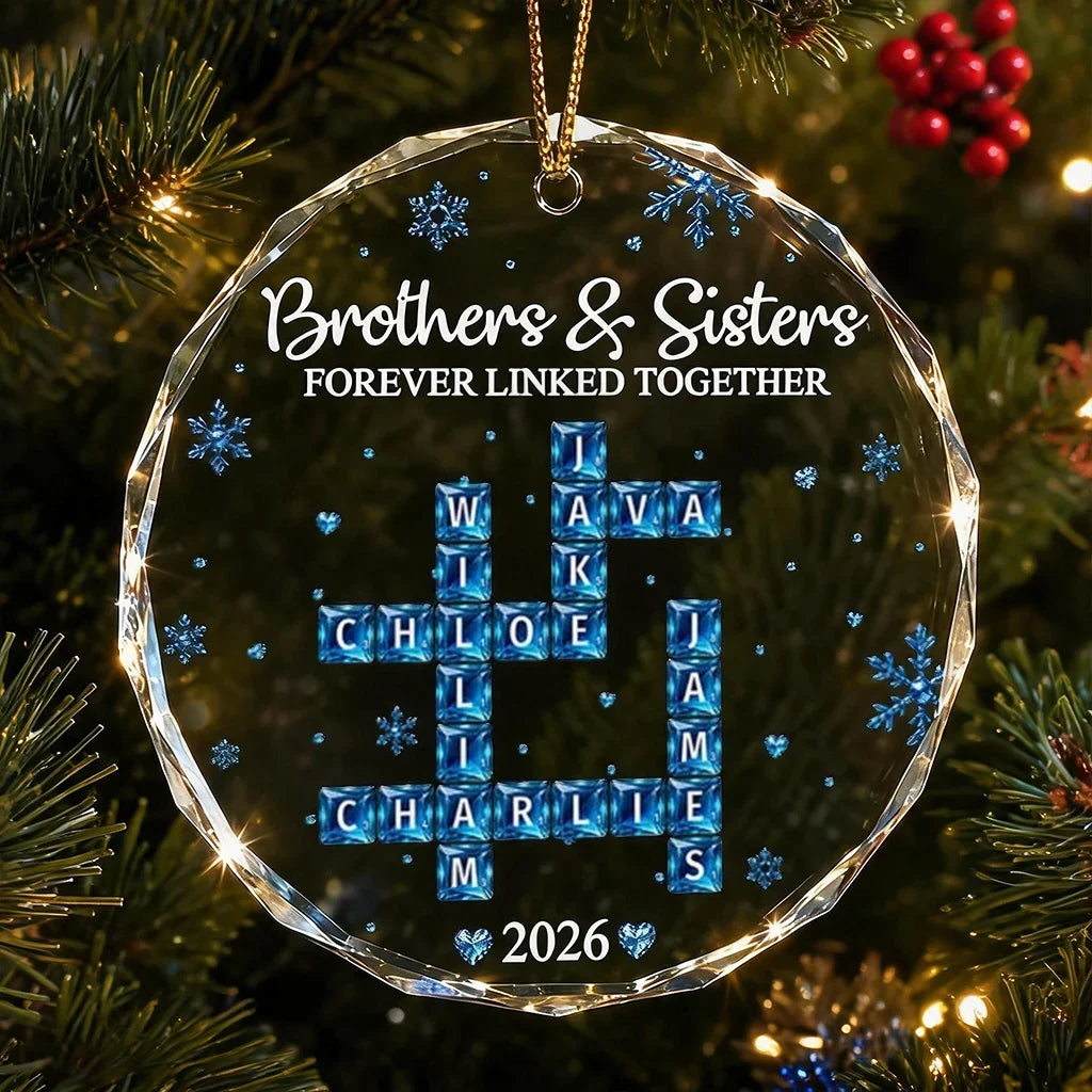 Personalized Crystal Snowflake Ornament for Siblings Christmas Gift