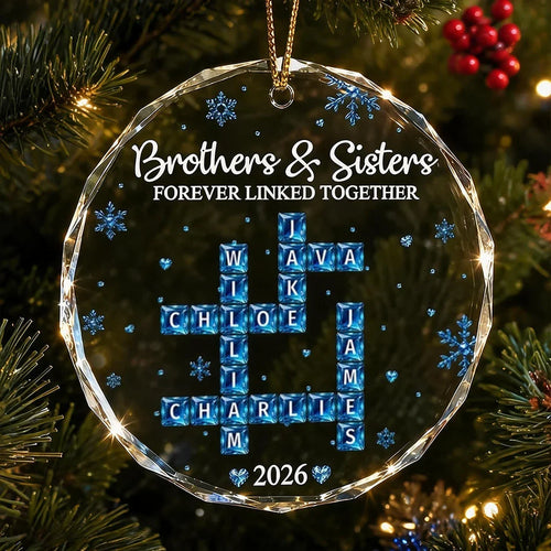 Personalized Crystal Snowflake Ornament for Siblings Christmas Gift