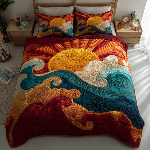 Embrace the Beauty of Nature – Personalized 3-Piece Quilted Bedding Set – Gift for Home Lovers Quilted Bedding Set V2 MagicInPrints