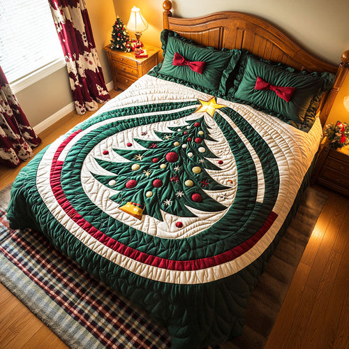 Warmth of the Holidays – Personalized Quilted Bedding Set – Gift for Families and Friends Quilted Bedding Set V2 MagicInPrints