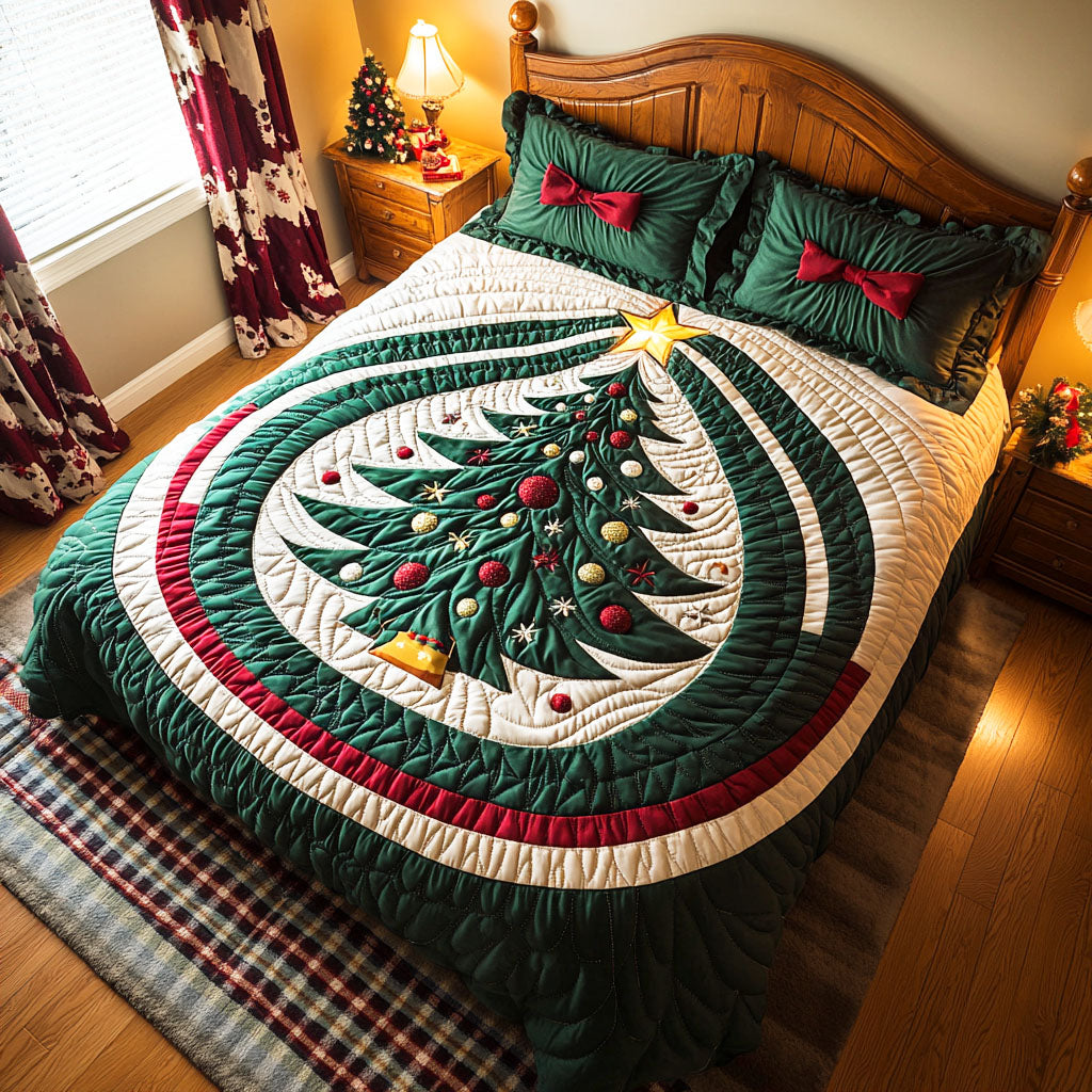Warmth of the Holidays – Personalized Quilted Bedding Set – Gift for Families and Friends Quilted Bedding Set V2 MagicInPrints