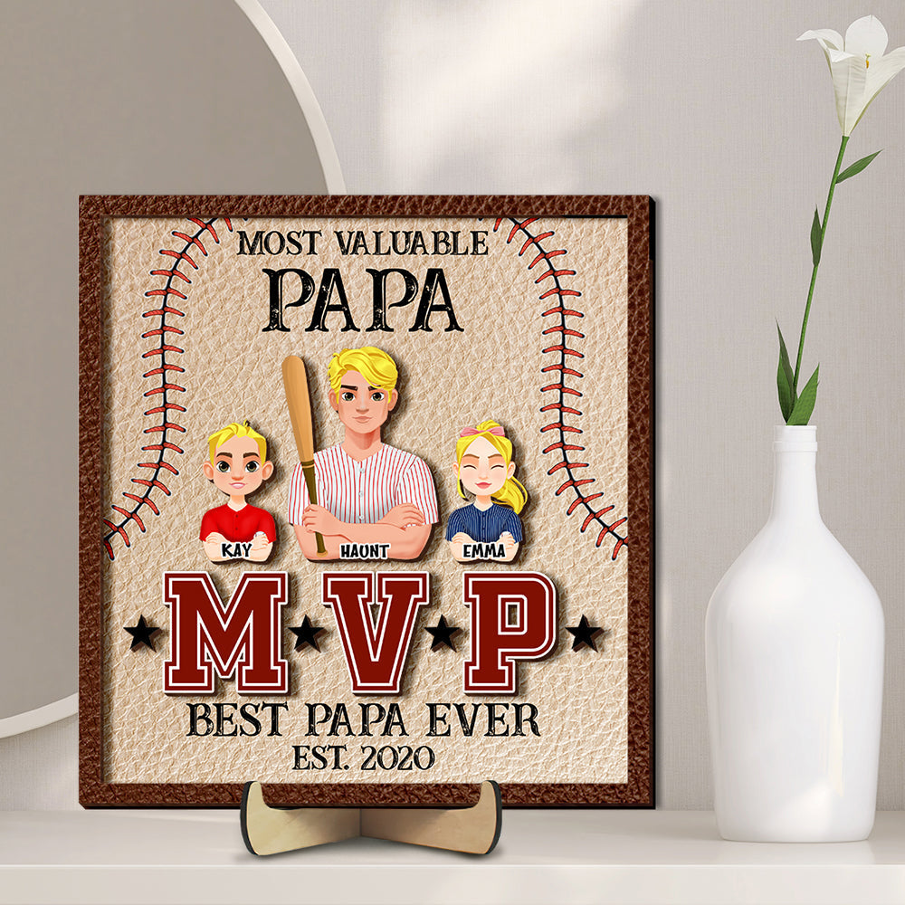 Most Valuable Baseball Dad Personalized Wood Sign Wood Sign PopCulturePrints