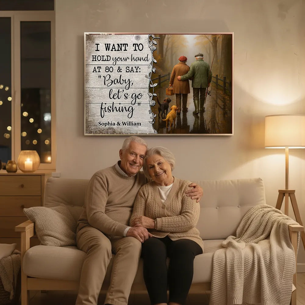 Personalized Couple Fishing Canvas Art for Seniors - Sentimental Anniversary Gift Poster or Canvas MagicInPrints
