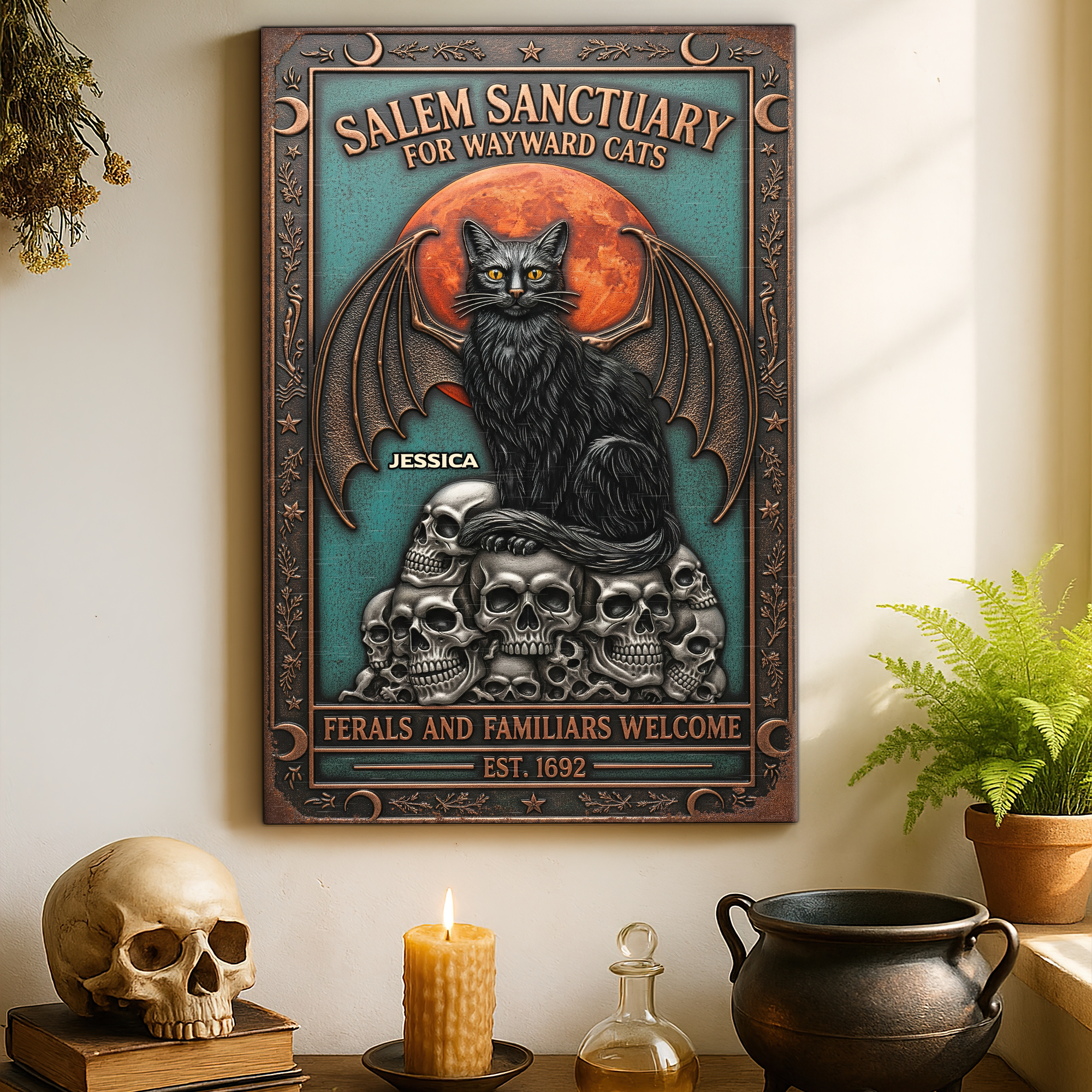 Witch Sanctuary Personalized Metal Sign - Unique Gifts for Cat Lovers Metal Signs MagicInPrints