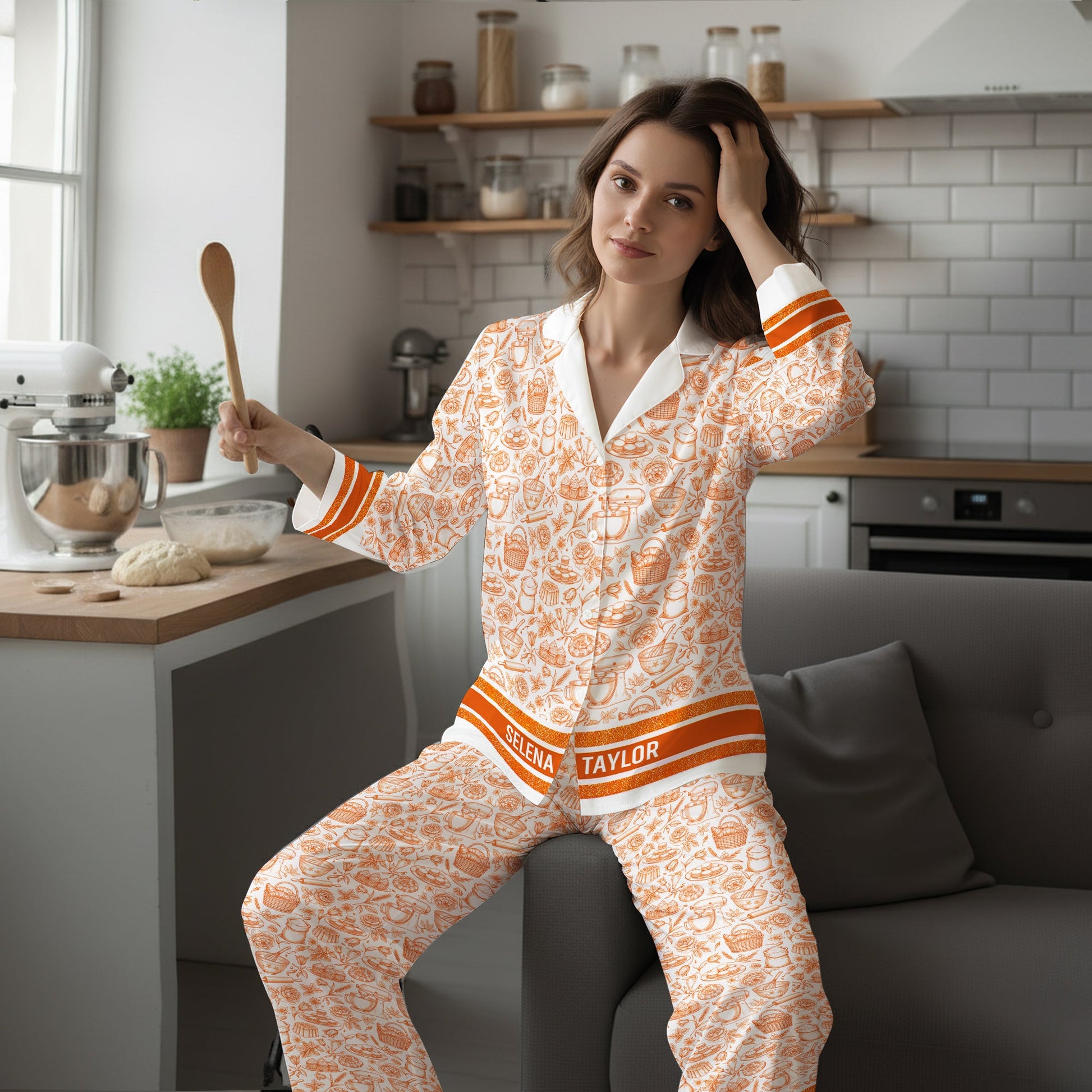 Bakers At Rest - Personalized Button Up Pajama Set for Culinary Lovers Pajama Set MagicInPrints