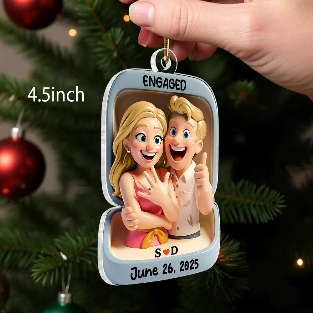 Personalized Engagement Ornament for Couples - Celebrate Your Special Day Ornament MagicInPrints