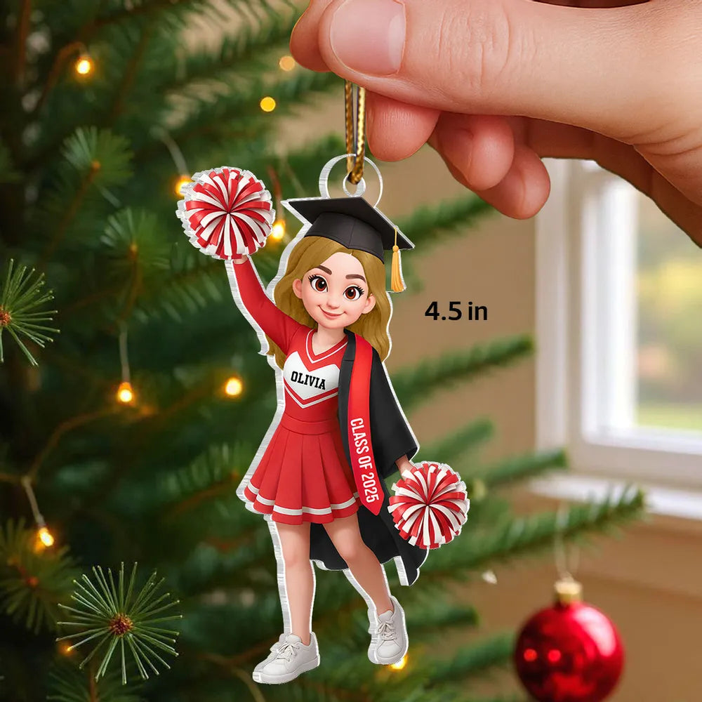 Custom Cheerleader Graduation Ornament for Class of 2025 - Personalized Gift Ornament MagicInPrints
