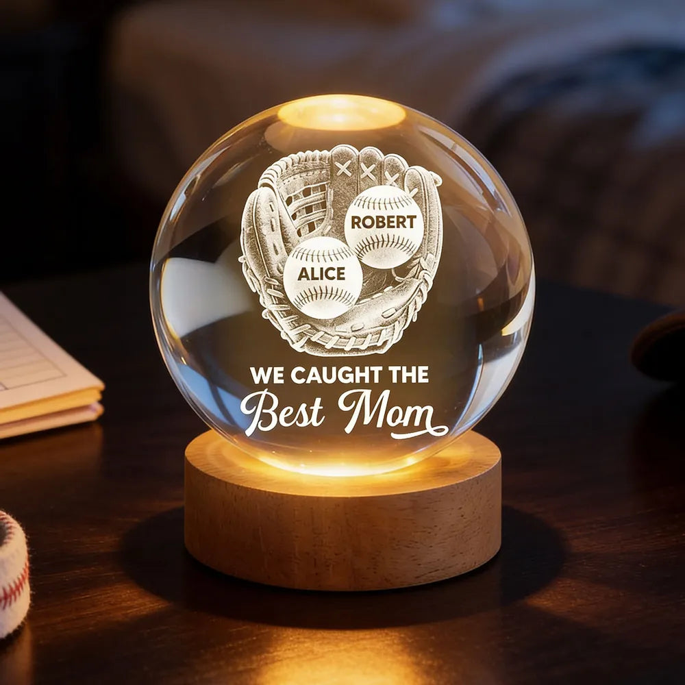 Personalized Baseball Mom LED Lamp with Custom Names - Mother's Day Gift Lamp MagicInPrints