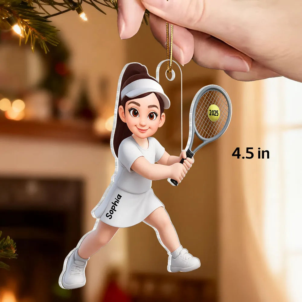Personalized Tennis Player Christmas Ornaments for Kids - Holiday Decor Gift Ornament MagicInPrints