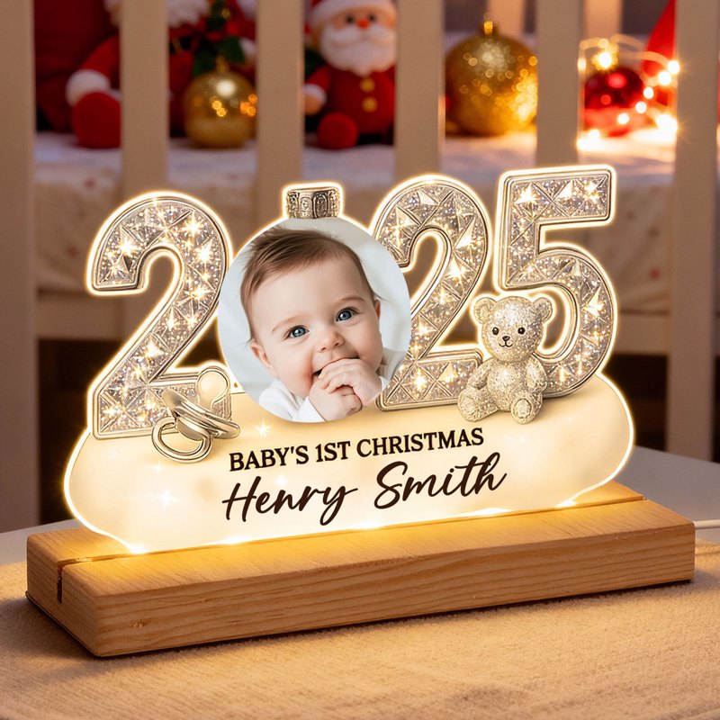 Personalized Baby's First Christmas LED Light for 2025 - Custom Name Gift Plaque MagicInPrints