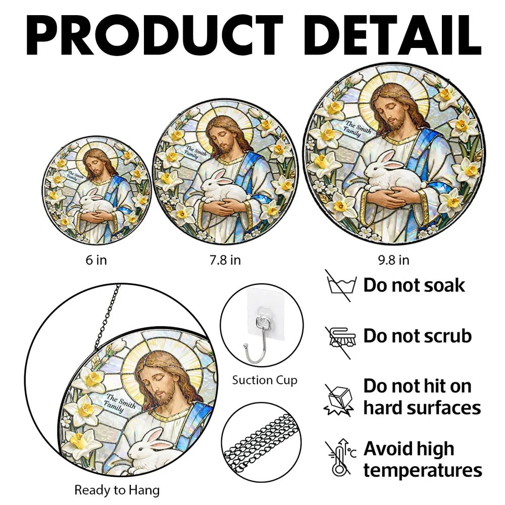 Personalized Stained Glass Suncatcher for Families - Religious Decor Ornament MagicInPrints