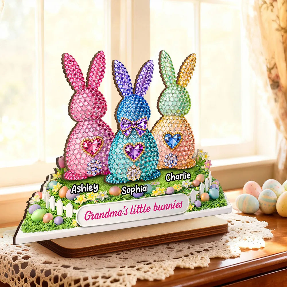 Personalized Crystal Bunny Figurines for Family - Easter Decoration Gift Plaque MagicInPrints