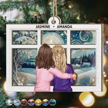 Load image into Gallery viewer, Sisters by the Window – Personalized Suncatcher Ornament – Gift for Sisters Suncatcher Ornament MagicInPrints
