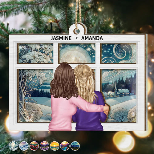 Sisters by the Window – Personalized Suncatcher Ornament – Gift for Sisters Suncatcher Ornament MagicInPrints