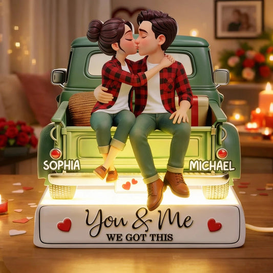 Personalized Couple Figurine Romantic Gift with LED Light - Anniversary or Valentine's Day Plaque MagicInPrints