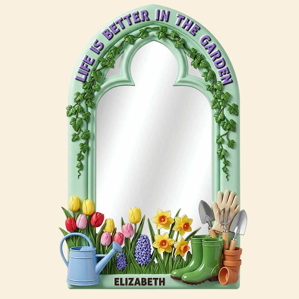 Life is Better in the Garden - Personalized Gardening Wall Hanging Mirror Gift for Gardeners Mirror MagicInPrints