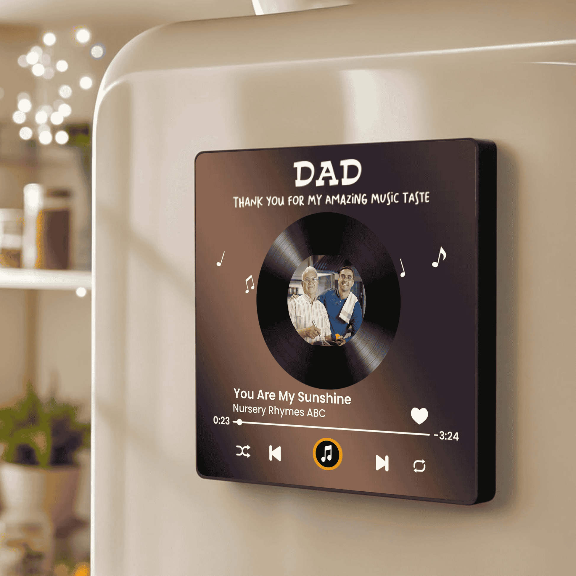 Personalized Music Plaque for Dad - Custom Vinyl Record Photo Gift - Father's Day Fridge Magnet MagicInPrints