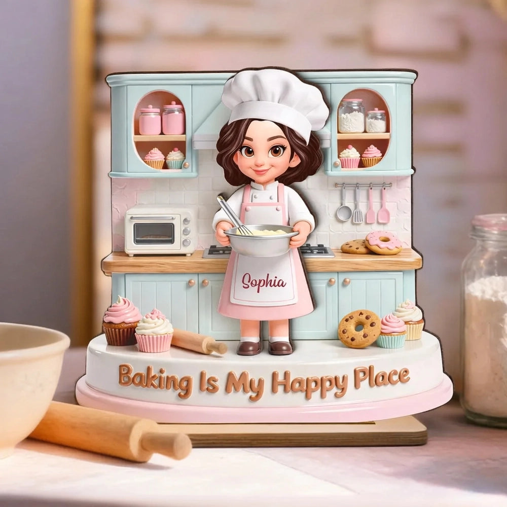 Personalized Baking Figurine for Bakers - Custom Chef Apron with Name Plaque MagicInPrints