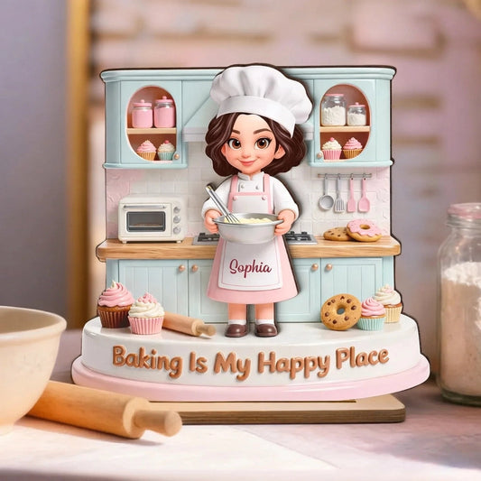 Personalized Baking Figurine for Bakers - Custom Chef Apron with Name Plaque MagicInPrints