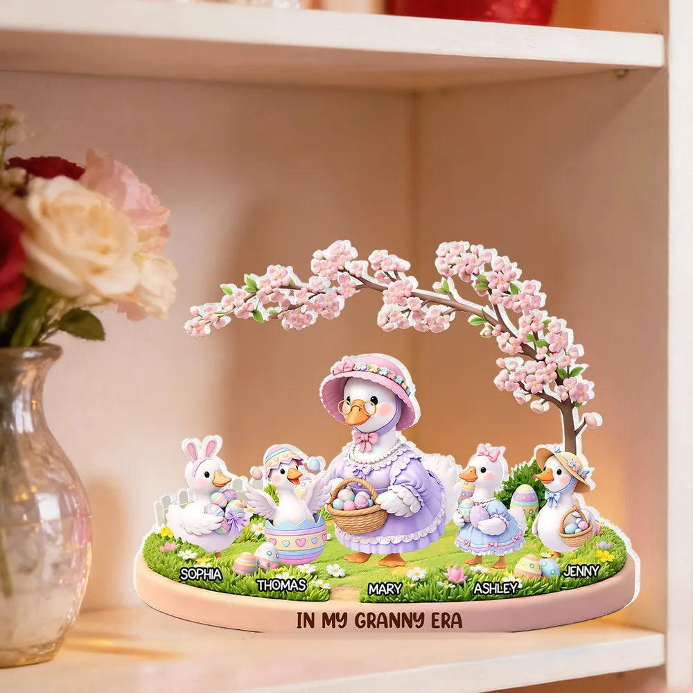 Personalized Family Goose Figurine for Easter Decor - Custom Names Plaque MagicInPrints