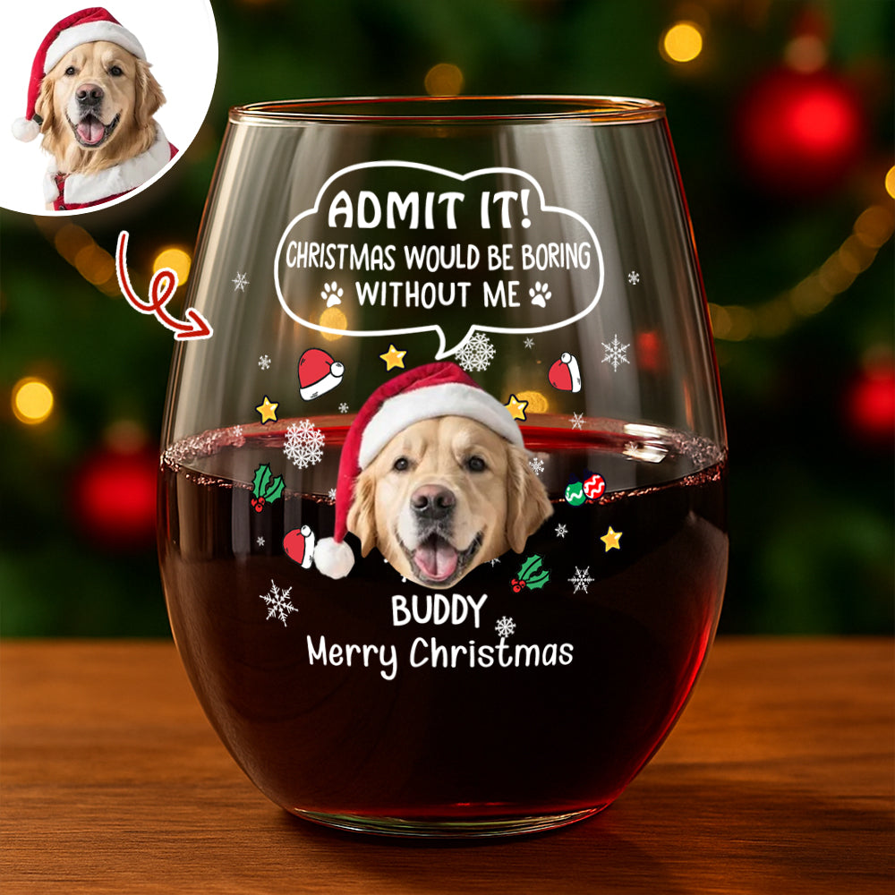 Personalized Dog Christmas Wine Glass for Pet Lovers - Holiday Gift Cup MagicInPrints