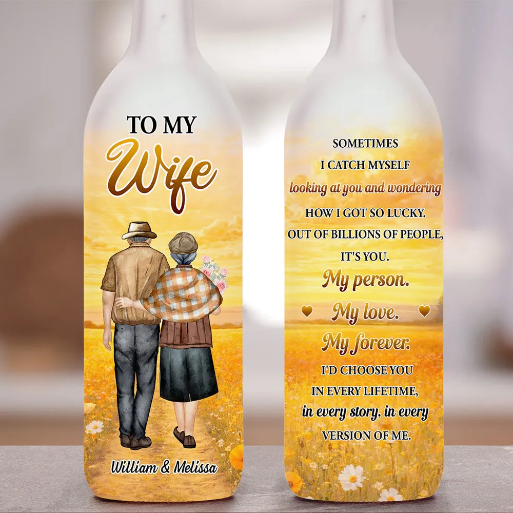 Personalized LED Wine Bottle Lamp for Wife - Romantic Anniversary Gift Lamp MagicInPrints