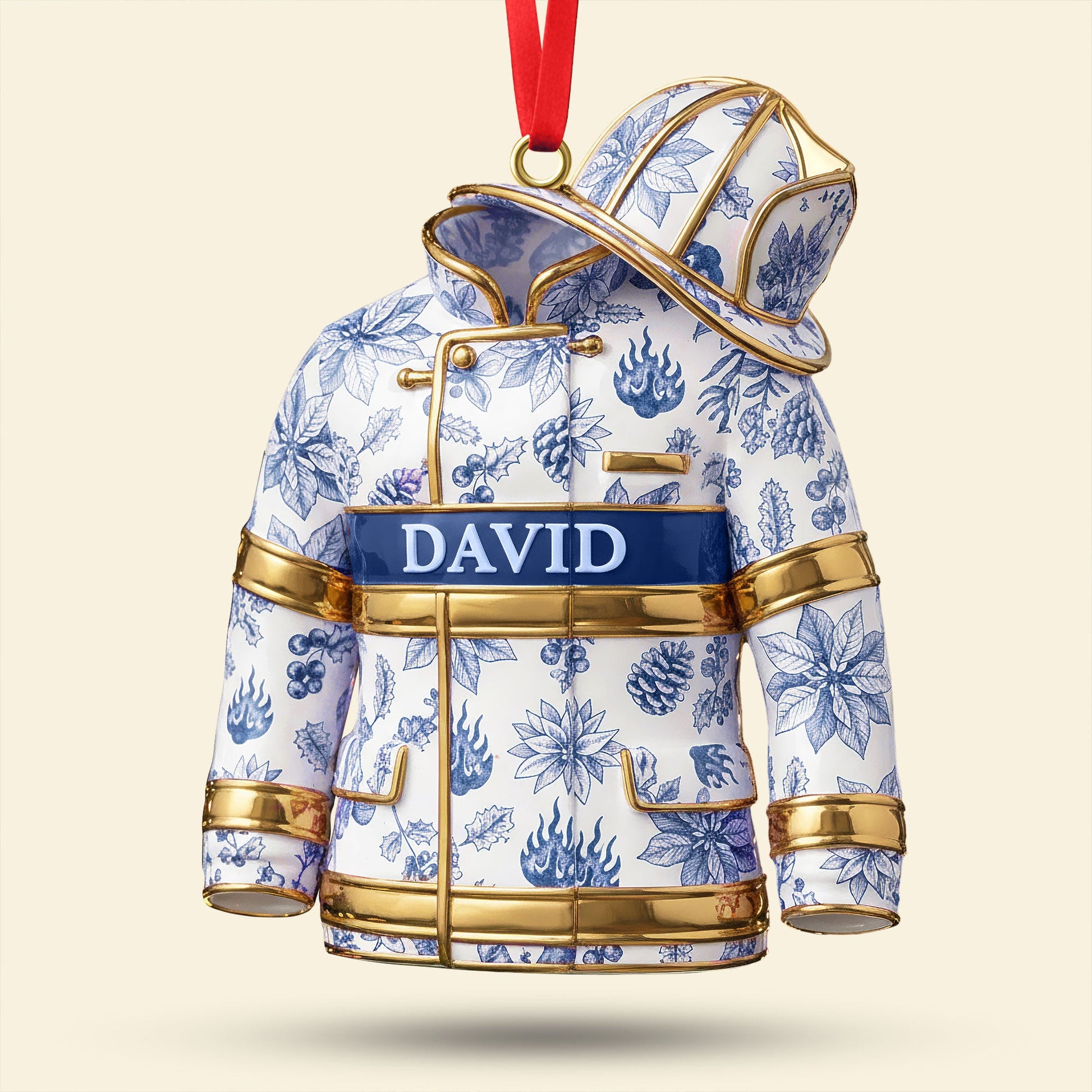 Toile de Jouy Firefighter Ornament - Personalized Gifts For Firefighter Ornament MagicInPrints