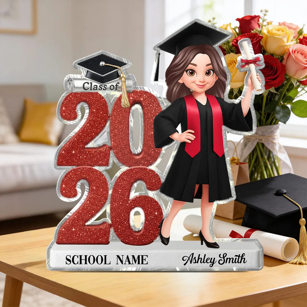 Personalized Graduation Class of 2026 Standee for Students - Custom Name and School Plaque MagicInPrints