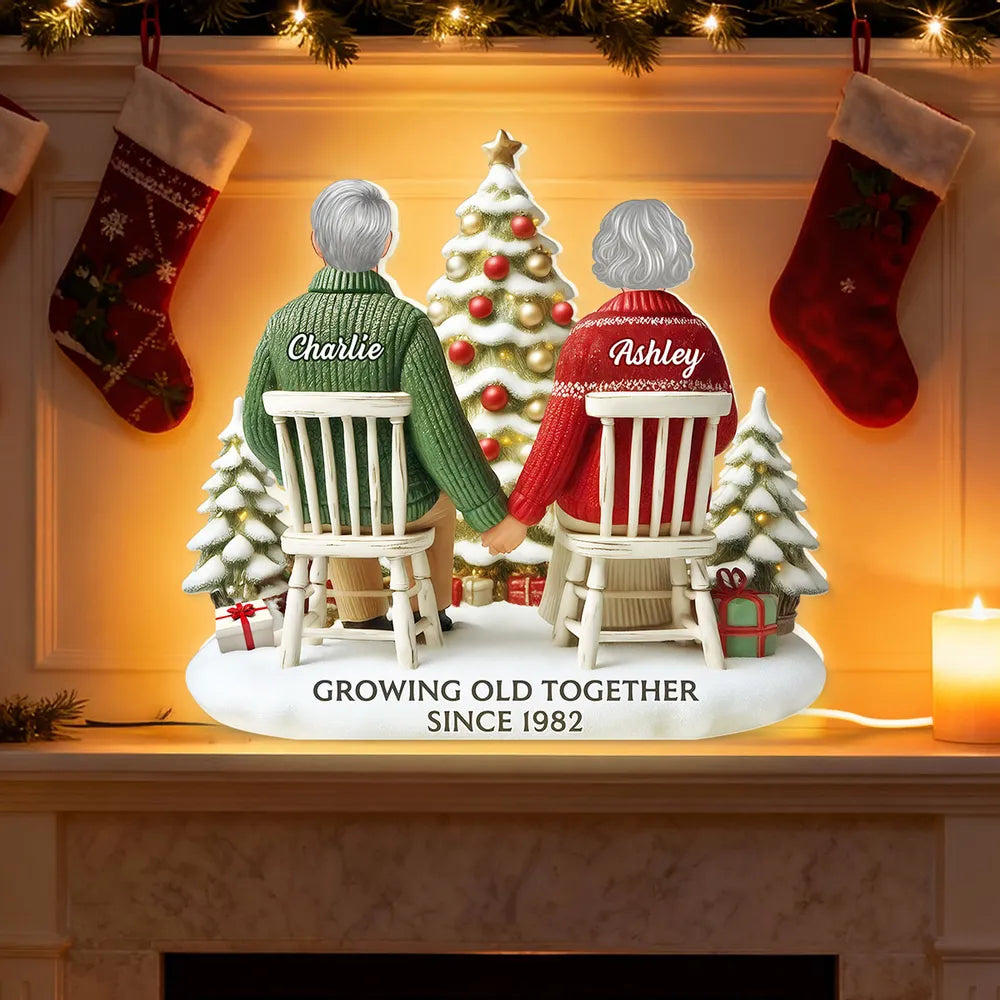 Personalized Couple Christmas Ornament - Growing Old Together Since 1982 Plaque MagicInPrints