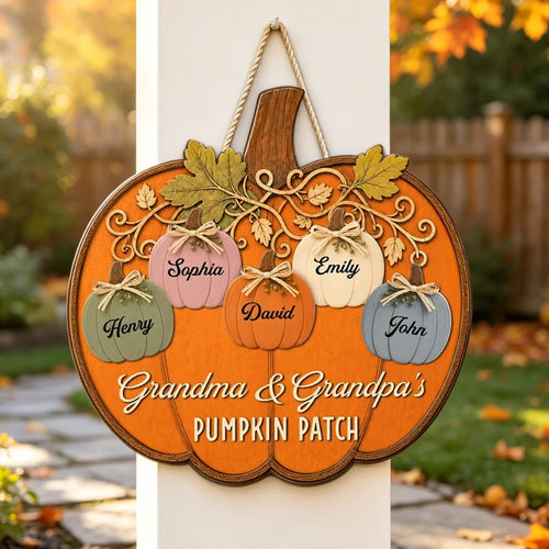 Personalized Wooden Sign for Grandma & Grandpa's Pumpkin Patch Gift