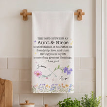 Load image into Gallery viewer, Personalized Kitchen Towel Floral Gift for Aunt Niece Bond
