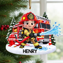 Load image into Gallery viewer, Personalized Acrylic Firefighter Ornament for Kids Christmas Gift
