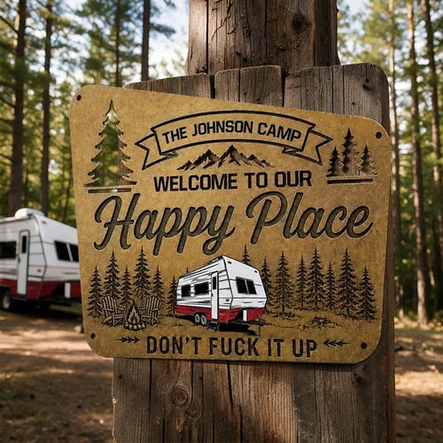 Personalized Shaped Metal Sign for RV Owners | Camping Decor