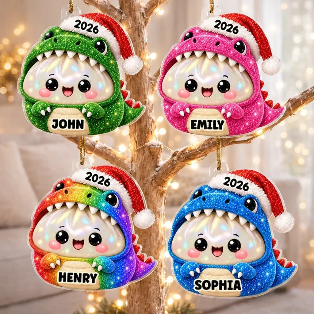 Personalized Acrylic Dinosaur Ornament Custom Name Gift for Kids