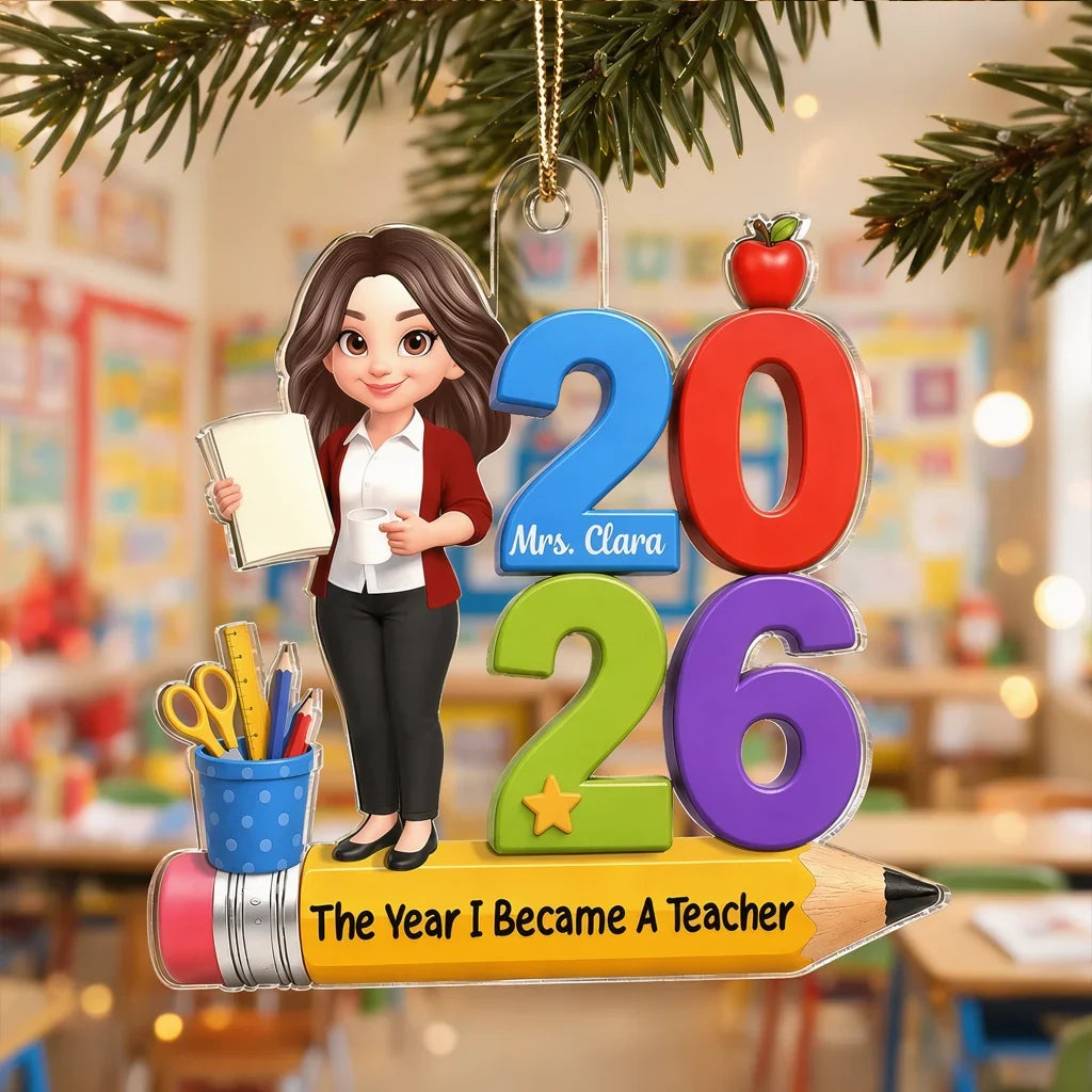 Personalized Teacher Acrylic Ornament Colorful Classroom Gift
