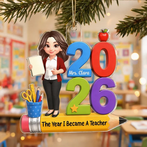 Personalized Teacher Acrylic Ornament Colorful Classroom Gift