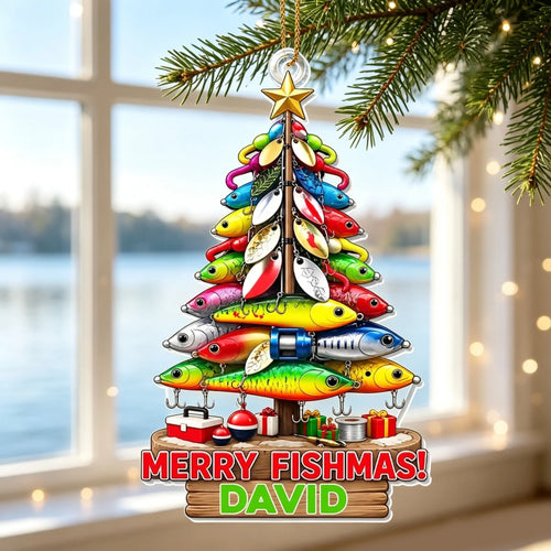 Personalized Fishing Ornament Merry Fishmas Gift for Angler