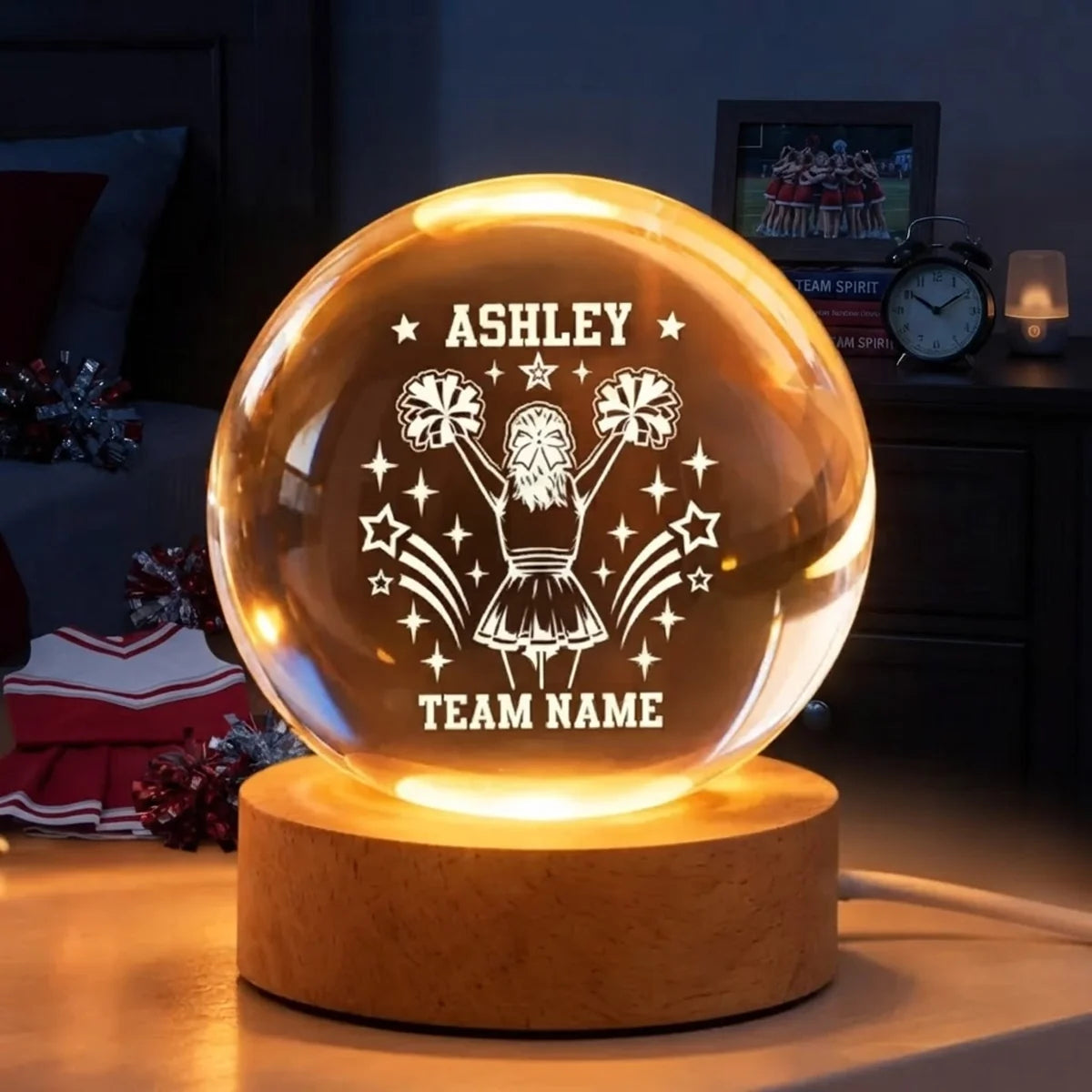 Personalized Cheerleader Globe Lamp Creative Gift for Daughter