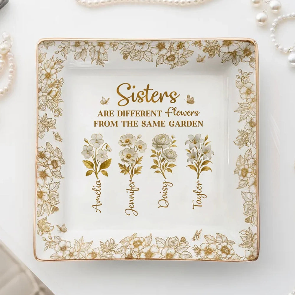 Personalized Sister Gift Plate - Floral Design for Sentimental Occasions Jewelry MagicInPrints