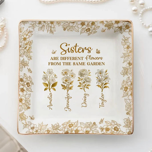 Personalized Sister Gift Plate - Floral Design for Sentimental Occasions Jewelry MagicInPrints