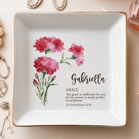 Personalized Jewelry Tray for Women with Carnation Design - Inspirational Gift Jewelry MagicInPrints