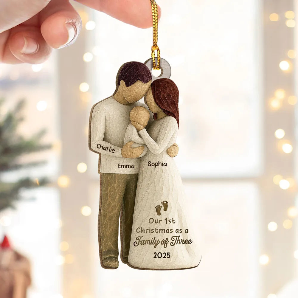 Personalized Family Ornament for New Parents - Our 1st Christmas 2025 Ornament MagicInPrints
