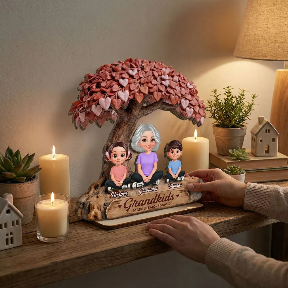 Personalized Family Tree Sculpture for Grandma - Heartfelt Gift for Grandkids Plaque MagicInPrints