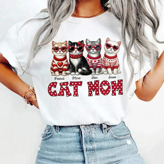 Personalized Cat Mom T-Shirt for Women with Cute Cat Design - Perfect Gift for Cat Lovers Cloth MagicInPrints