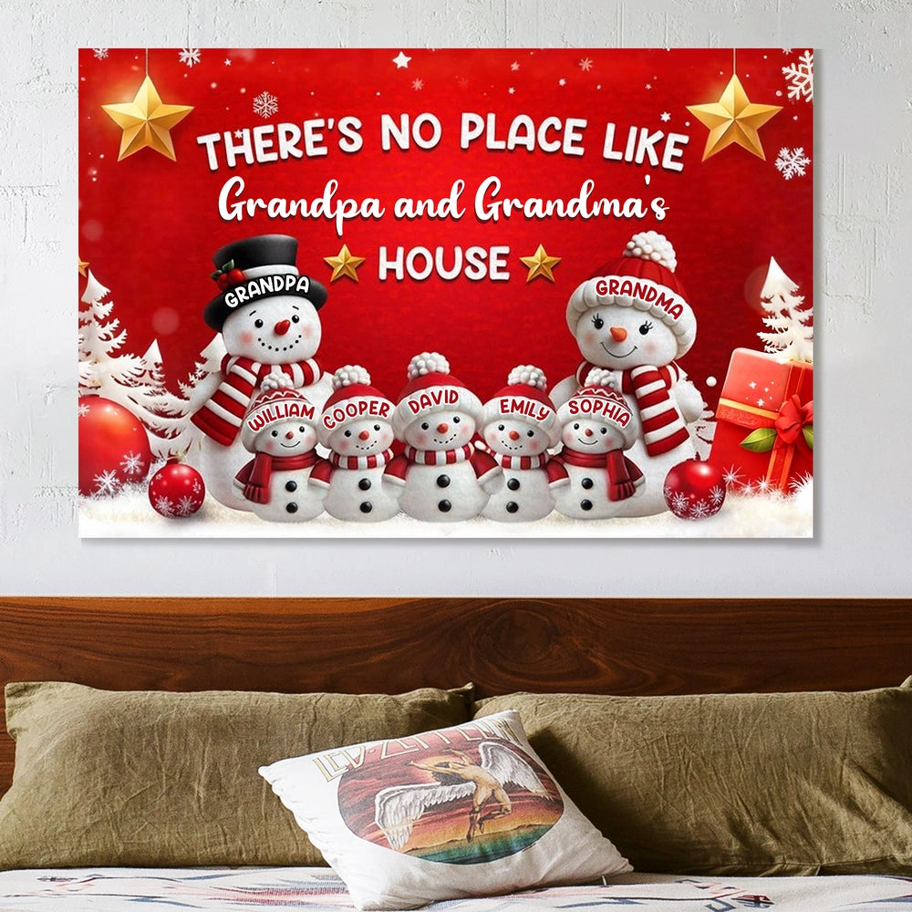 Personalized Snowman Family Canvas for Grandparents - Christmas Home Decor Poster or Canvas MagicInPrints