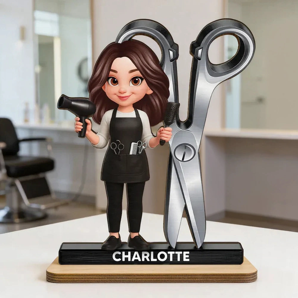 Custom Hair Stylist Figurine for Salon Professionals - Personalized Gift Plaque MagicInPrints